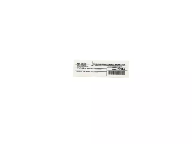 Vehicle Emission Control Information Label - Mopar (68366299aa) - view 4