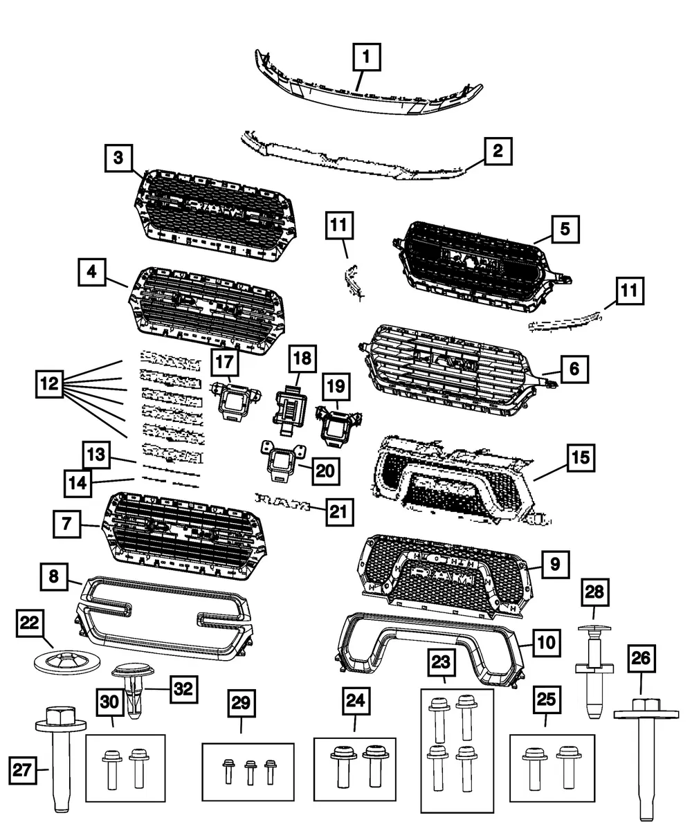 Radiator Grille - Mopar (68404965AE) - view 4