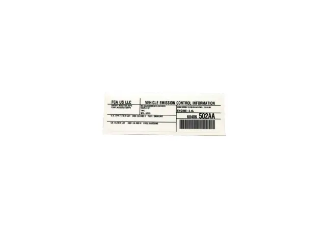 Vehicle Emission Control Information Label, US, Canada - Mopar (68406502aa)