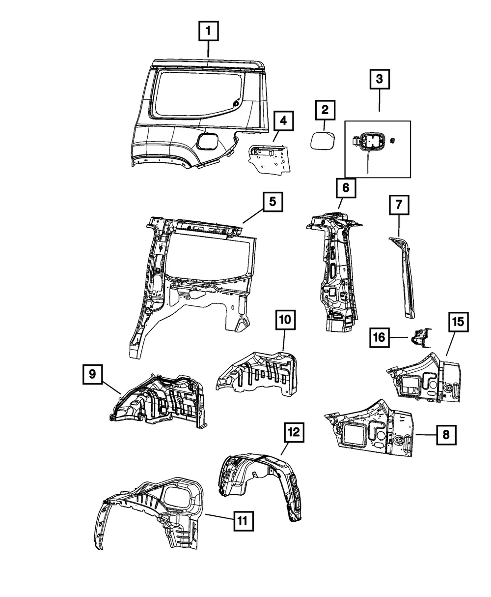 Quarter Inner Panel, Left - Mopar (68432245ad)