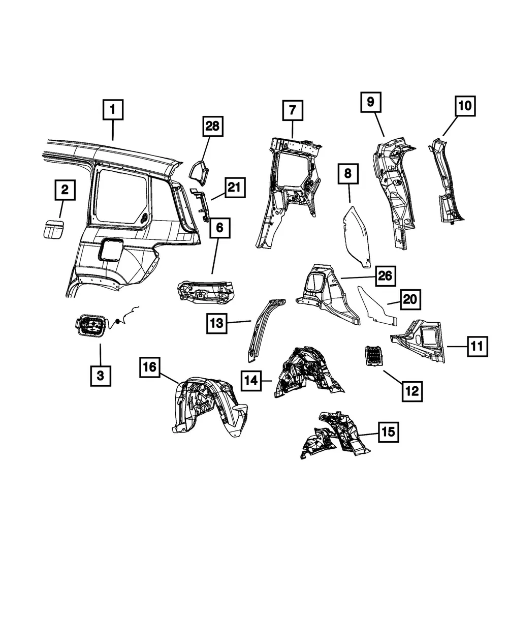 D Pillar Upper Extension, Left - Mopar (68458711aa)