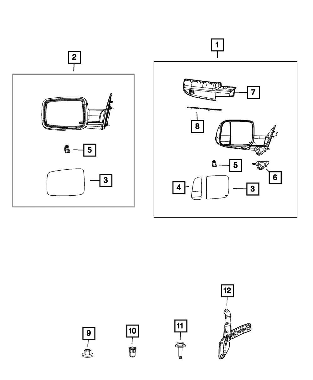 Outside Rear-View Mirror, Left - Mopar (68462839aa)