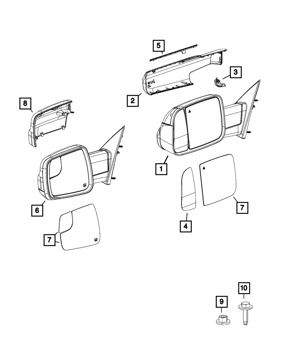 Outside Rear-View Mirror, Left - Mopar (68466097ab)