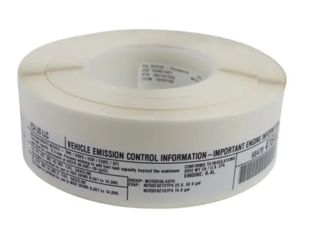 Vehicle Emission Control Information Label - Mopar (68470416aa)
