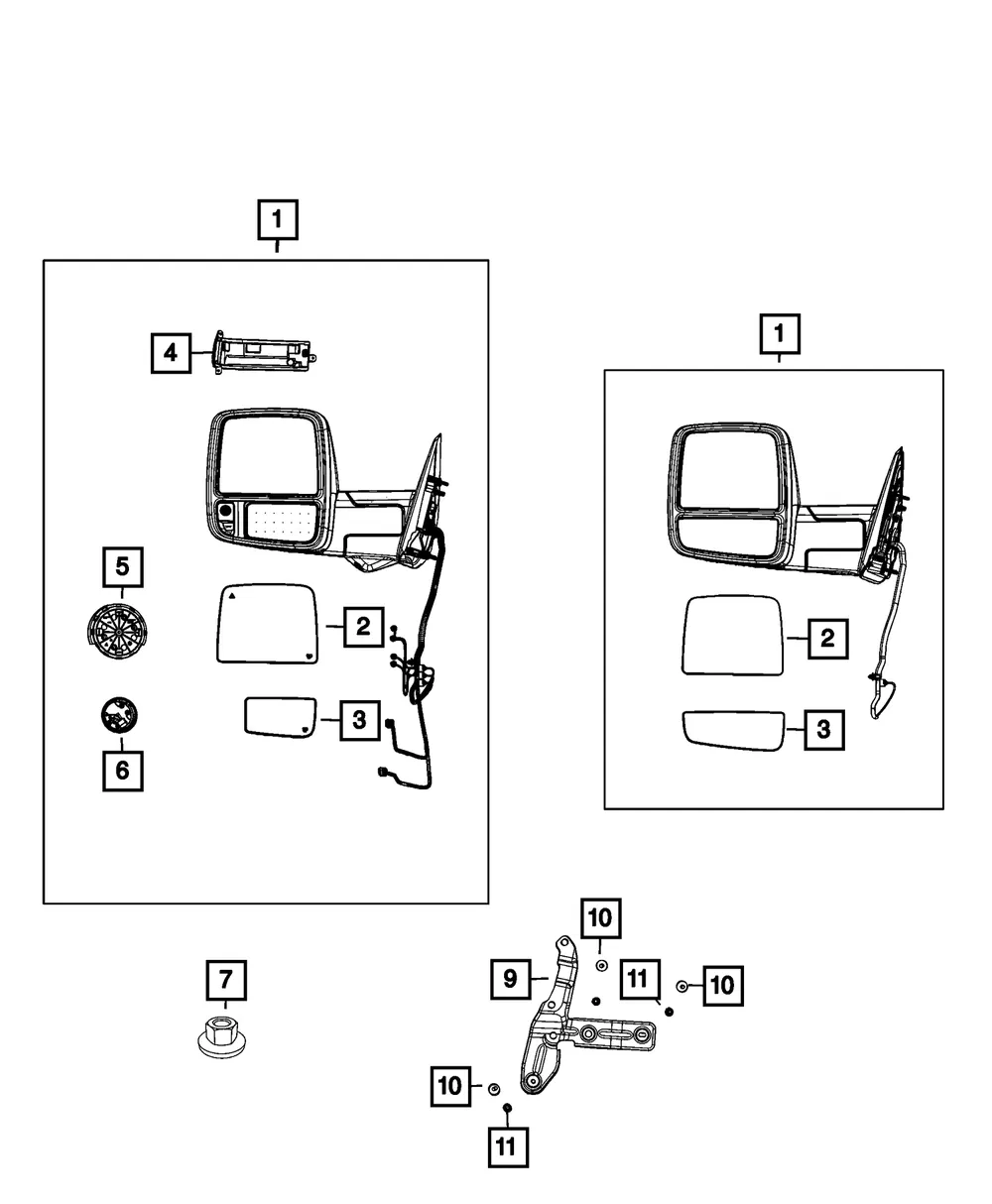 Outside Rear-View Mirror, Left - Mopar (68509661AF)
