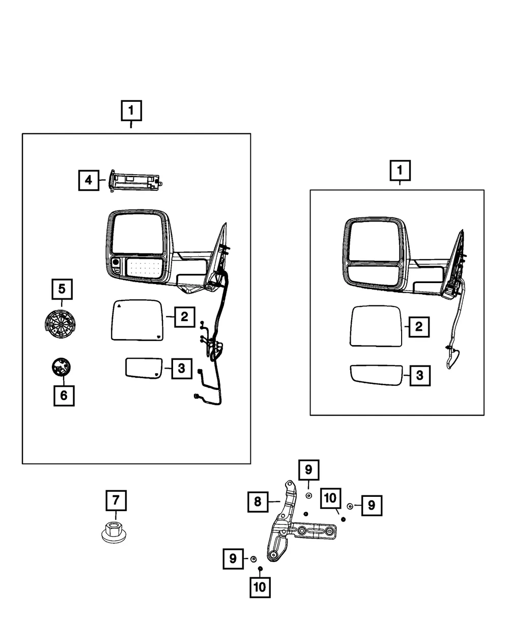 Outside Rear-View Mirror, Right - Mopar (68509662AF)