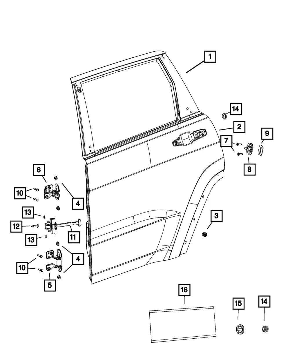 Door Hinge, Left - Mopar (68544489aa)