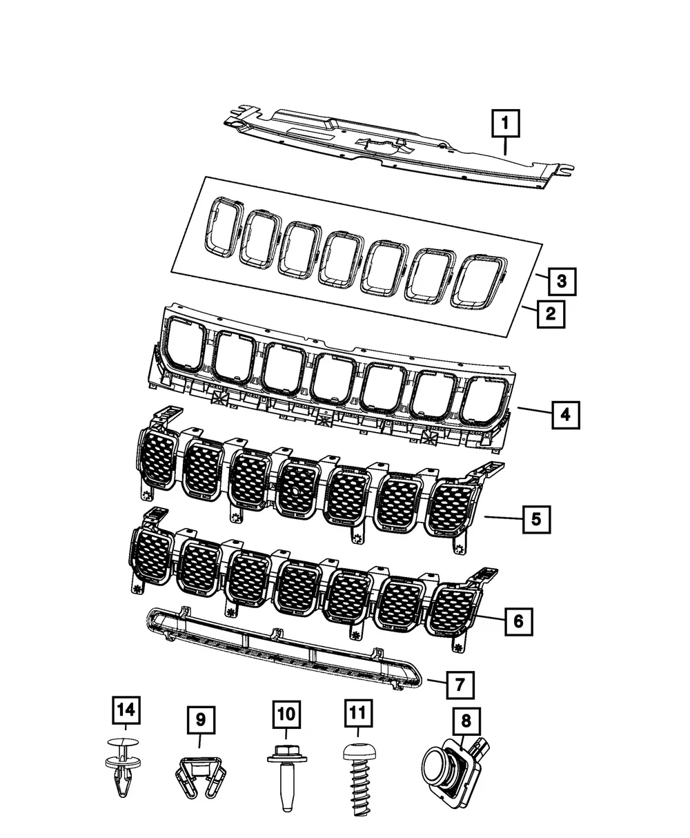 Upper Grille - Mopar (68552528aa)