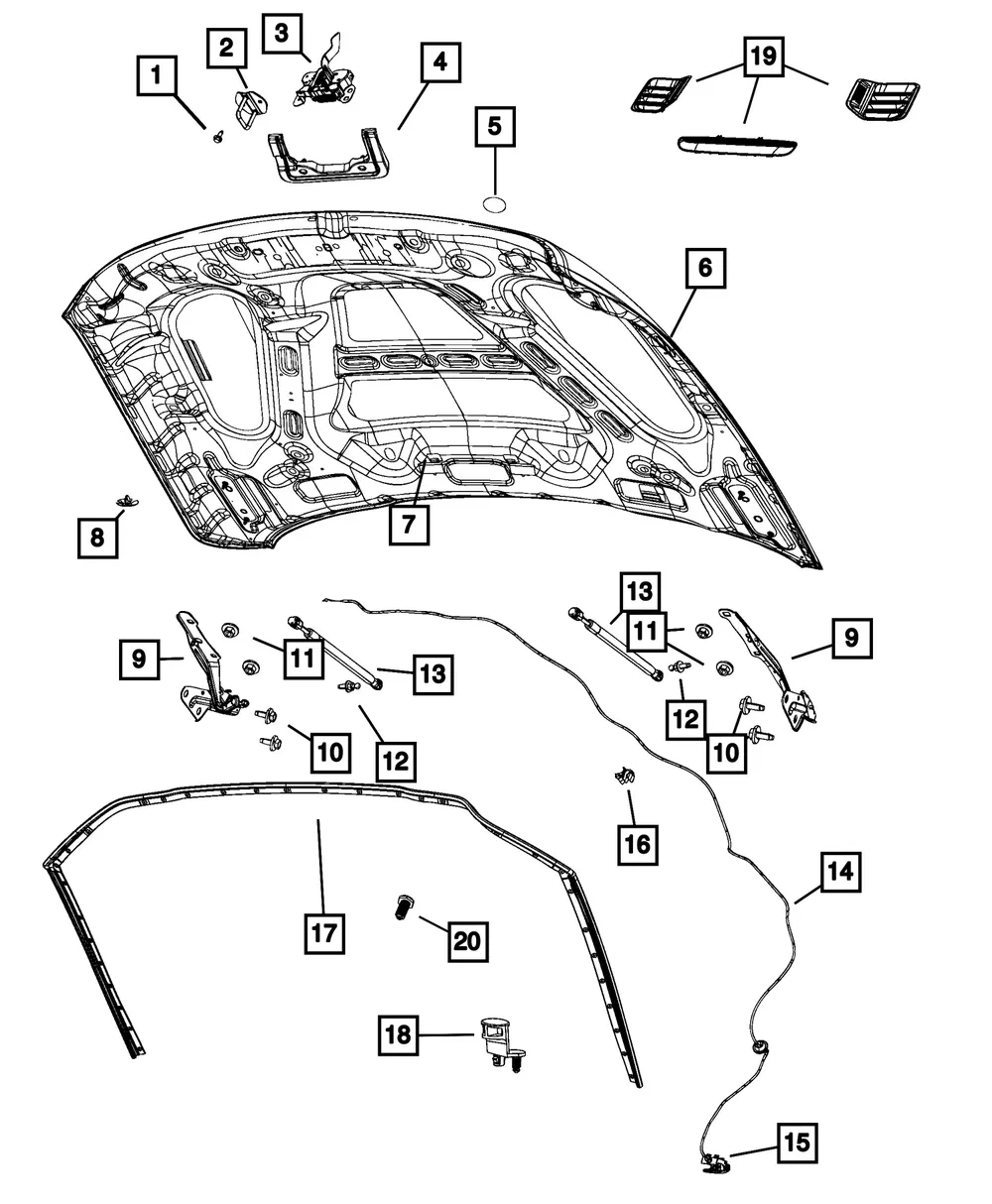 Hood Bezel, Right - Mopar (68565540AD)