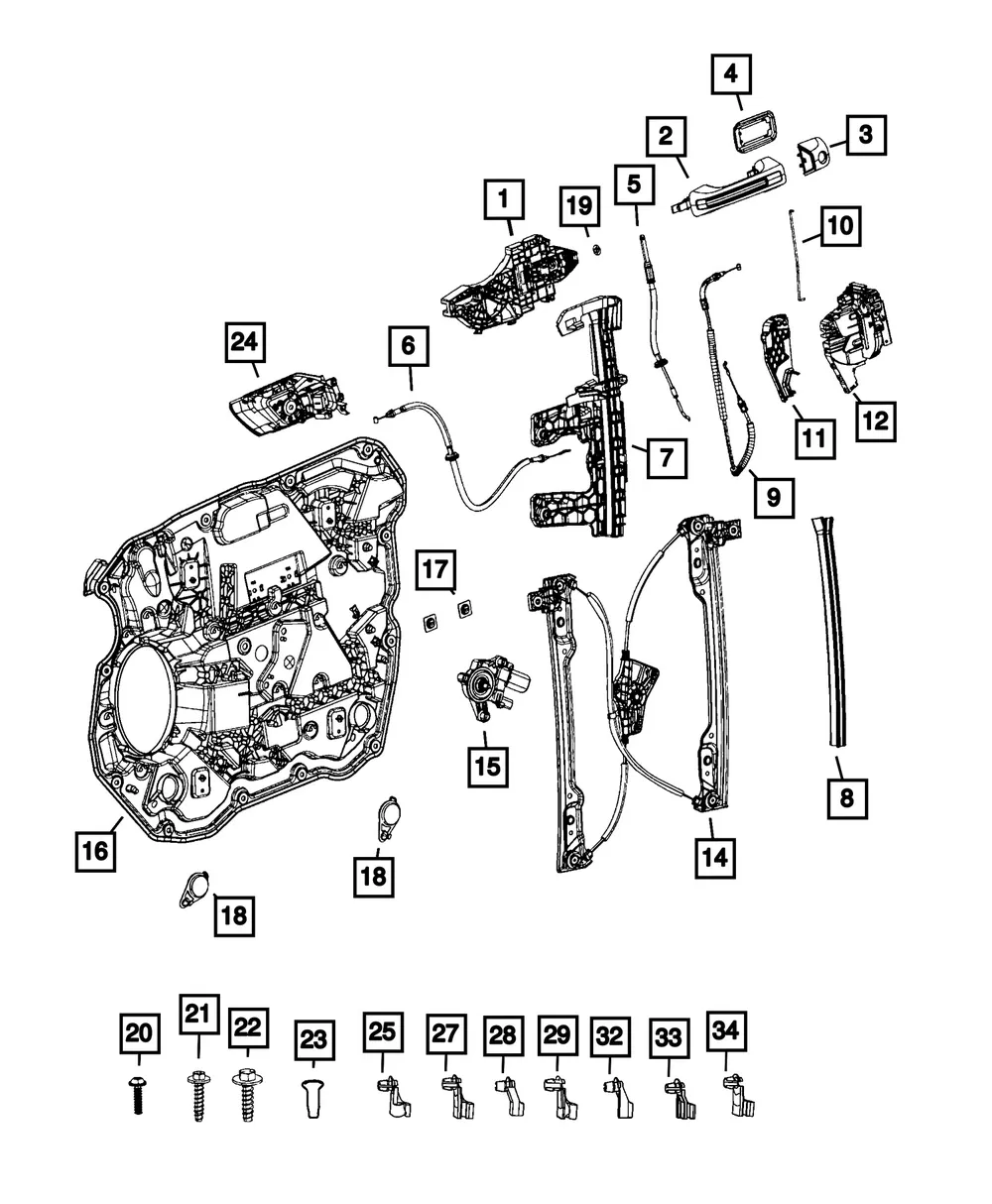 Door Outside Handle Bracket, Left - Mopar (68569657AA)