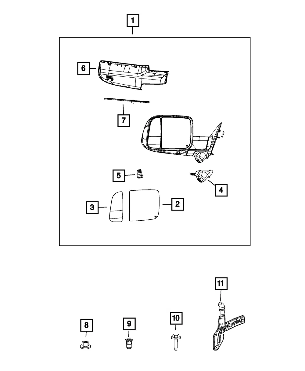 Outside Rear-View Mirror, Right - Mopar (68582416aa)