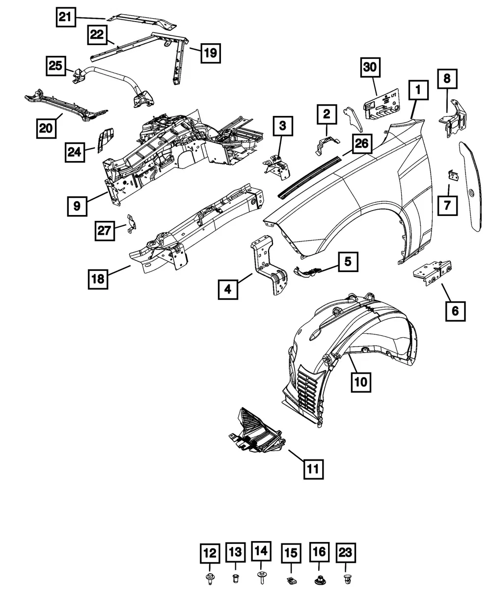 Fender Mounting Midpoint Bracket, Right - Mopar (68584574AA)