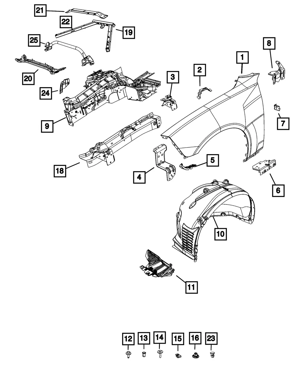 Fender Mounting Front Bracket, Left - Mopar (68590437AC)