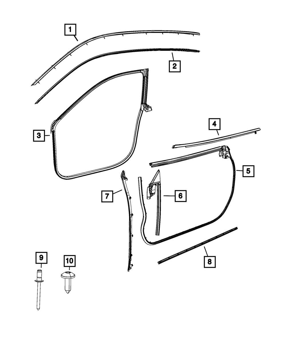 Front Door Glass Channel, Left - Mopar (68592093AC)