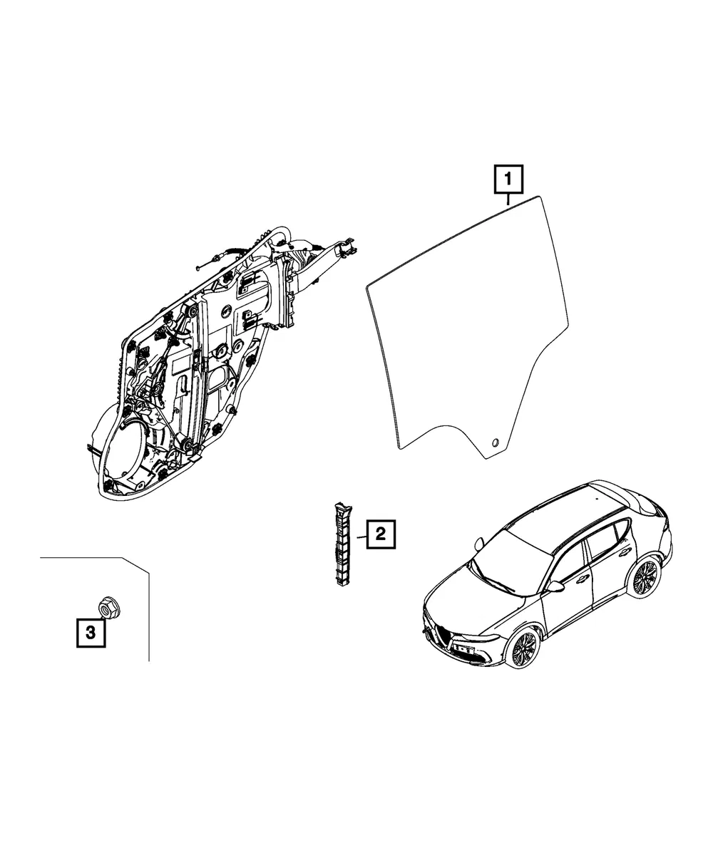 Rear Door Glass Lower Front Channel, Left - Mopar (68607094aa)