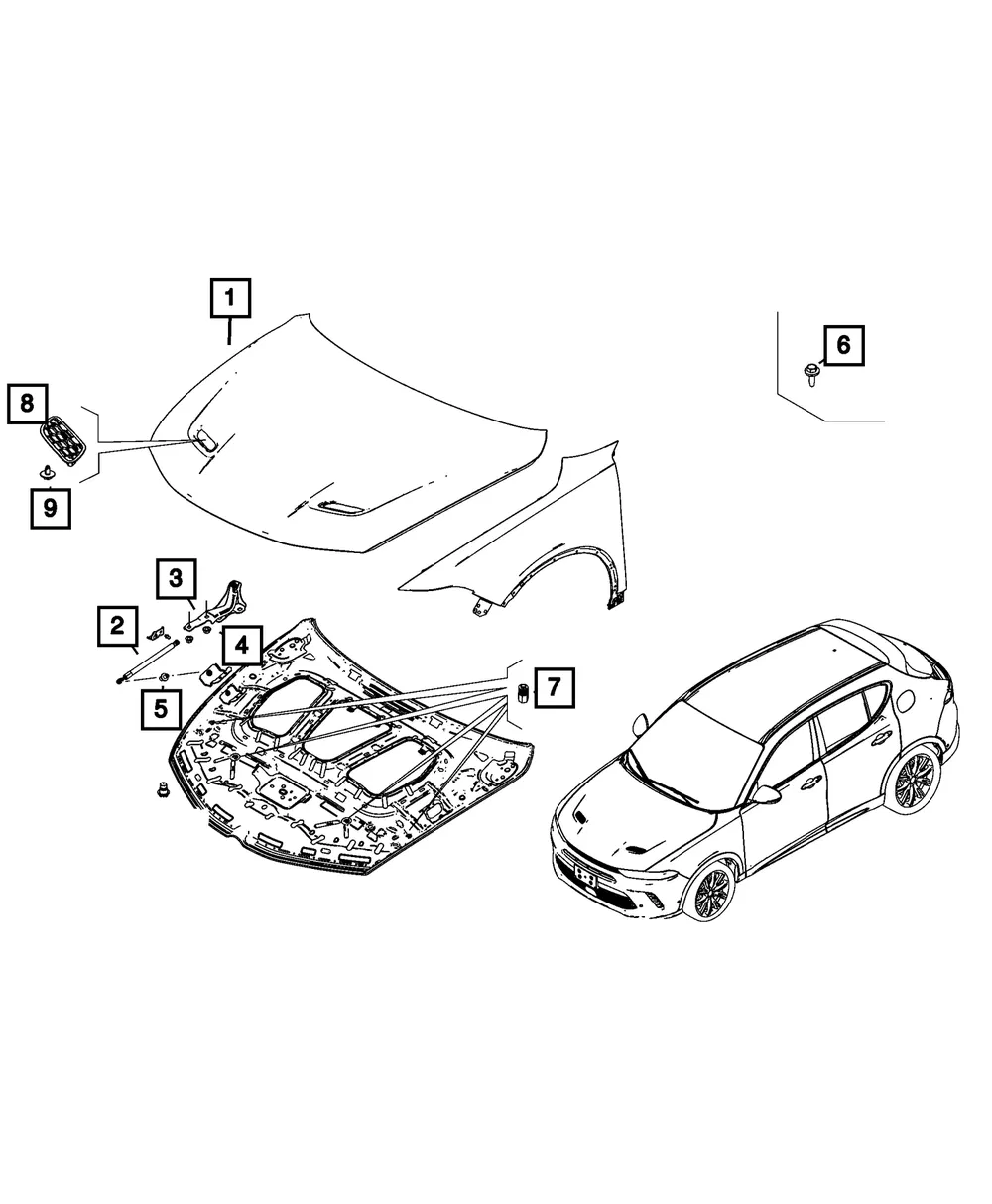 Hood Hinge, Right - Mopar (68607227aa)