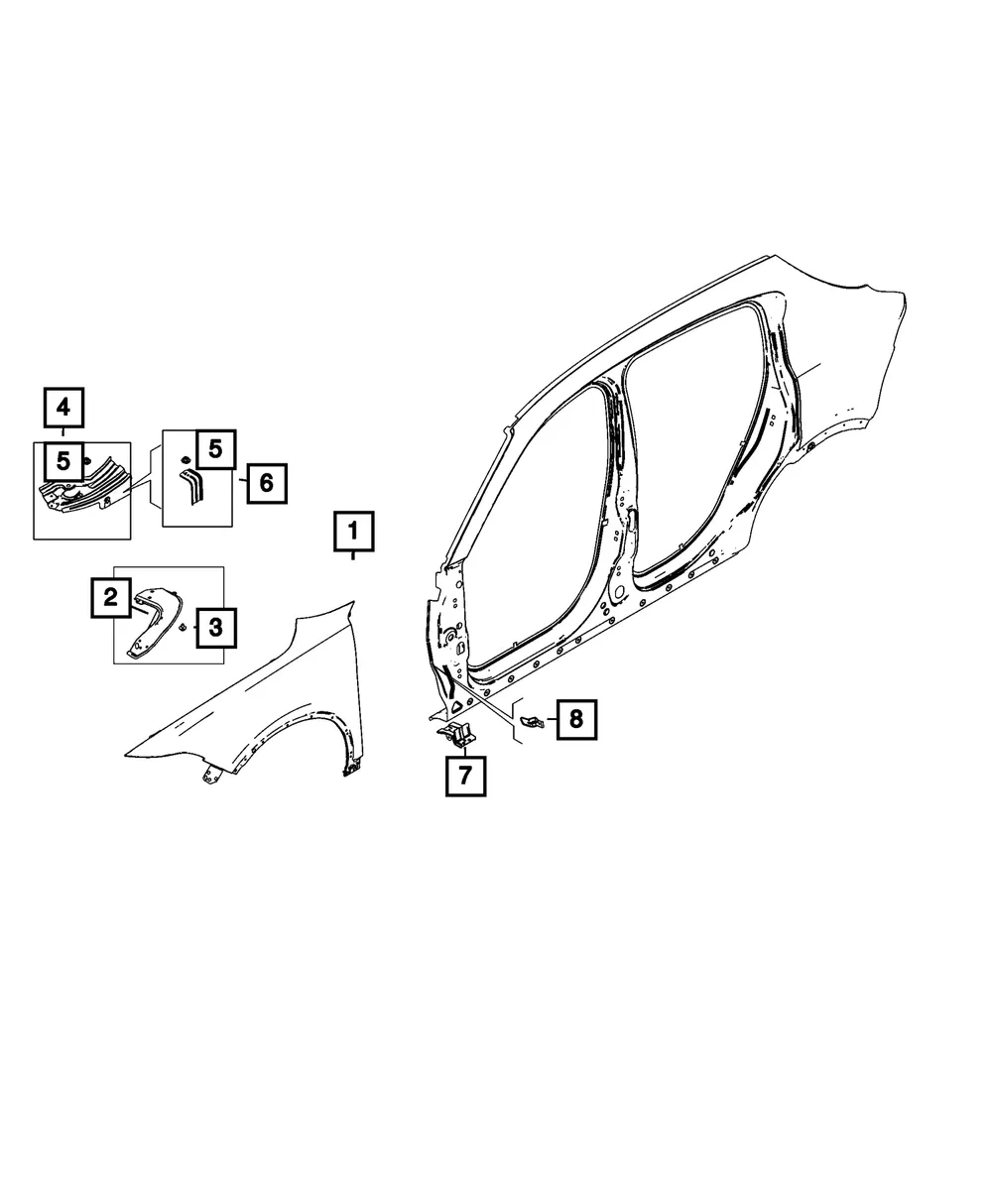 Fender Mounting Bracket, Right - Mopar (68610043aa)