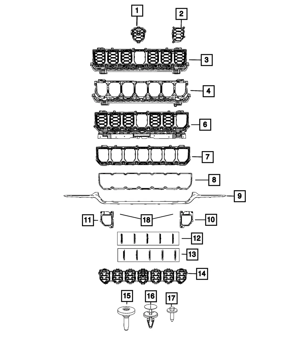 Upper Grille - Mopar (68615702AB)