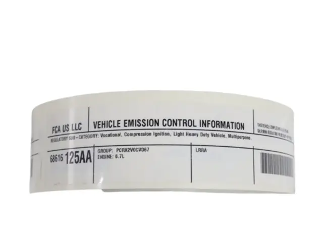 Vehicle Emission Control Information Label - Mopar (68616125AA)