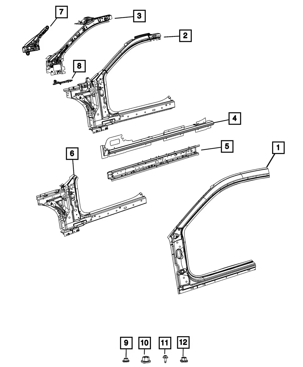 Hinge Pillar Reinforcement, Left - Mopar (68631251AA)