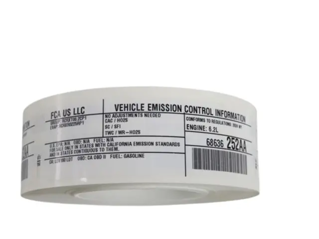 Vehicle Emission Control Information Label - Mopar (68636252AA)