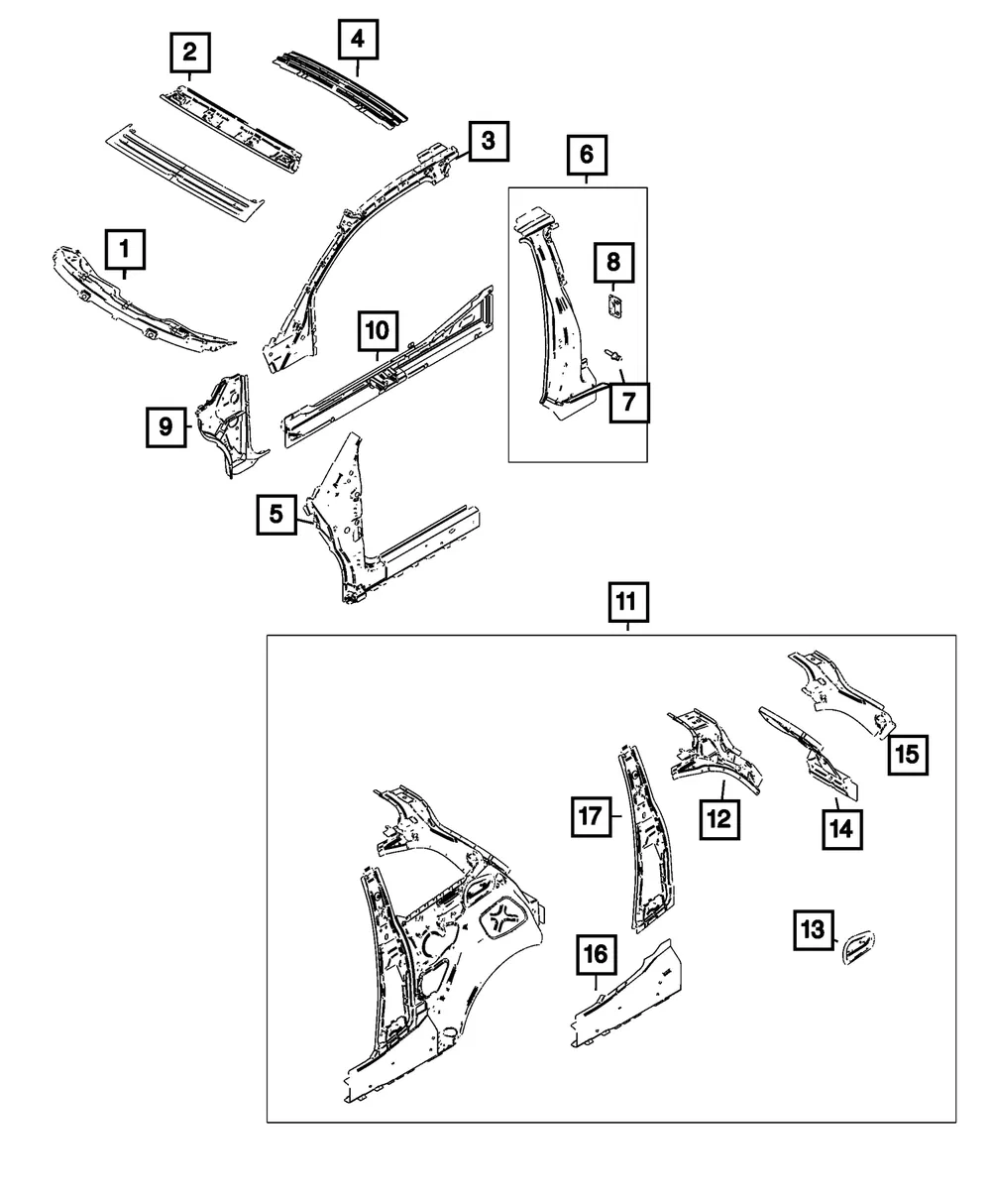Quarter Inner Panel, Left - Mopar (68655993AA)