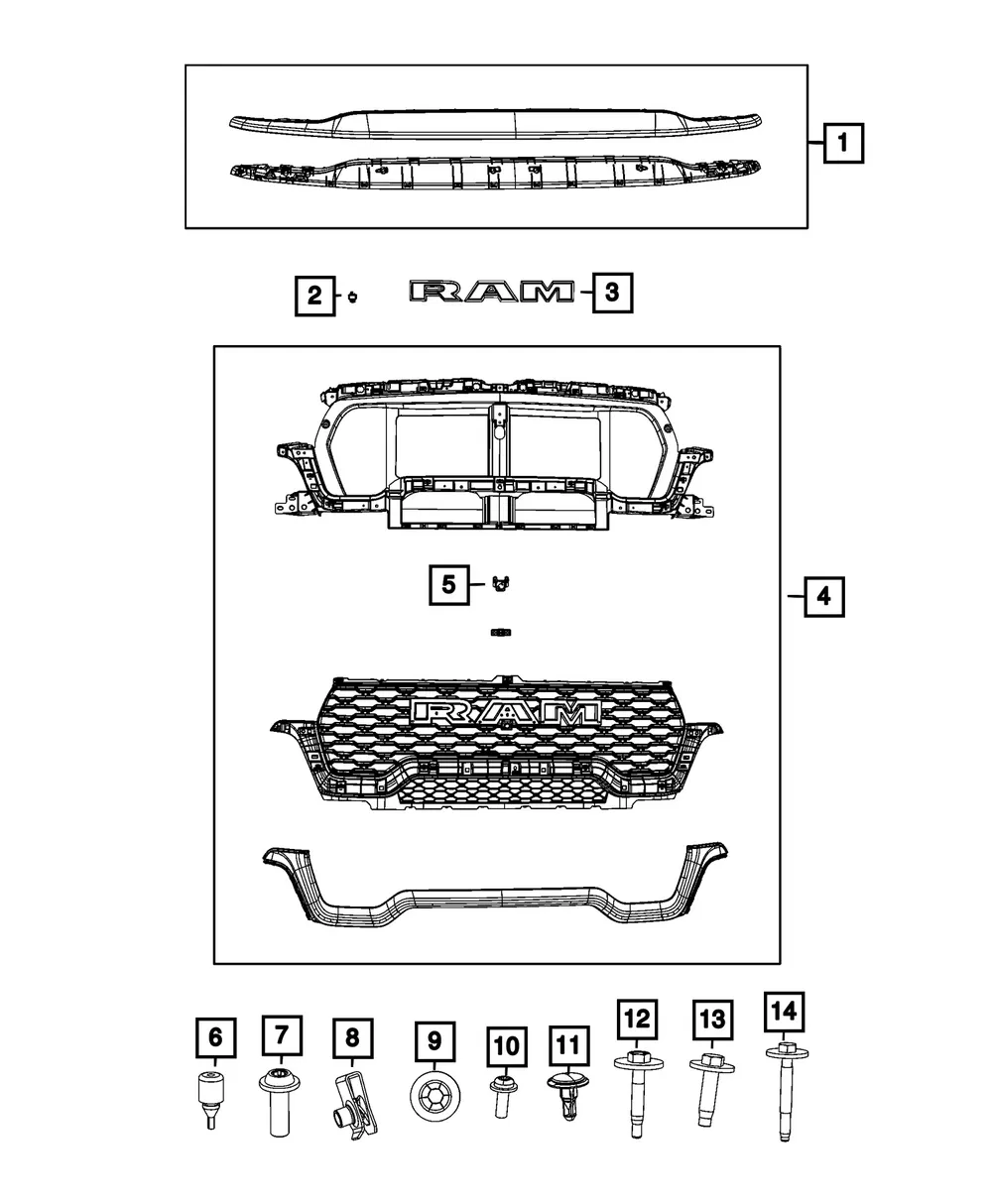 Complete Grille Kit - Mopar (68668836AA)