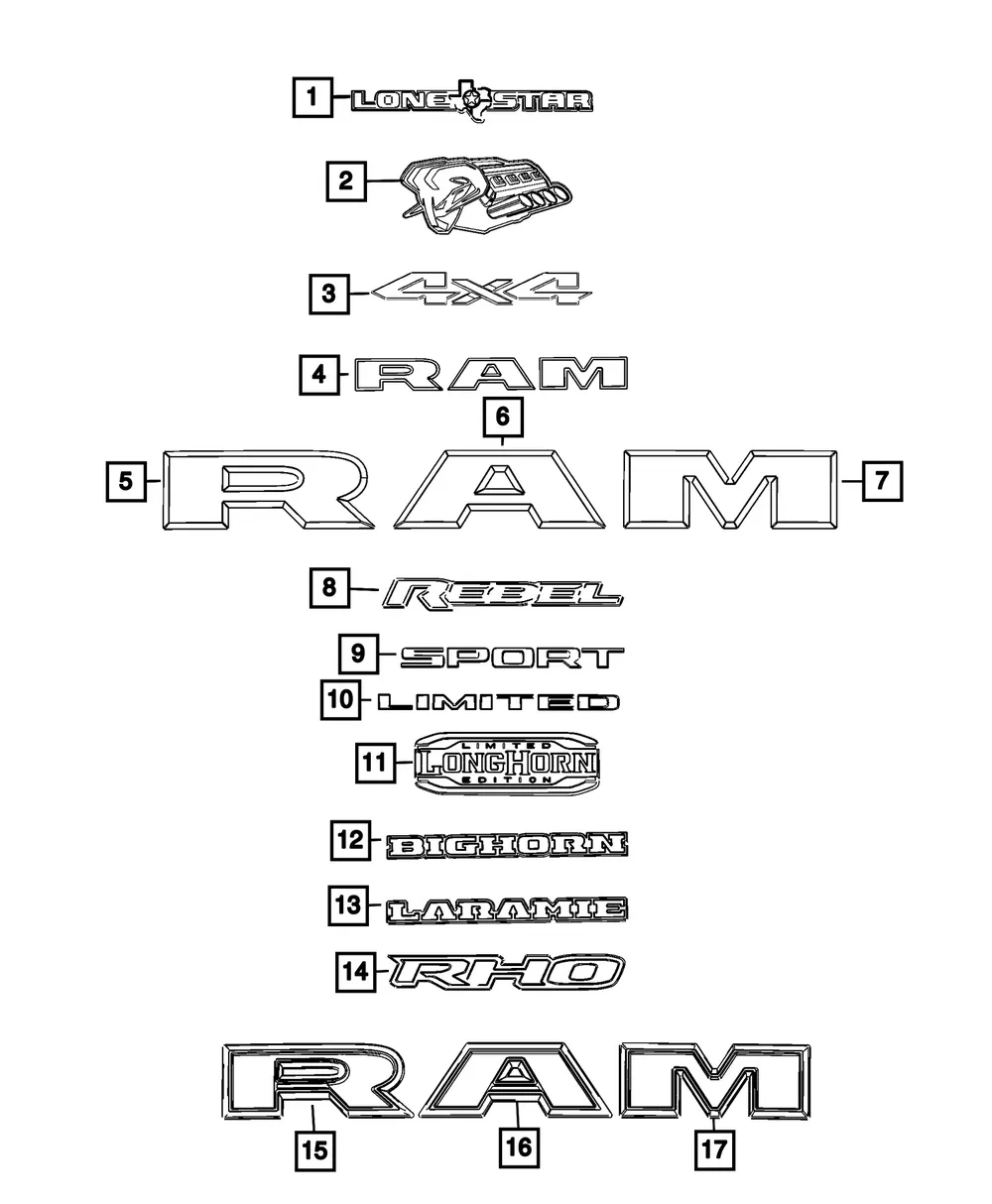 Tailgate Nameplate - Mopar (68669813AA)