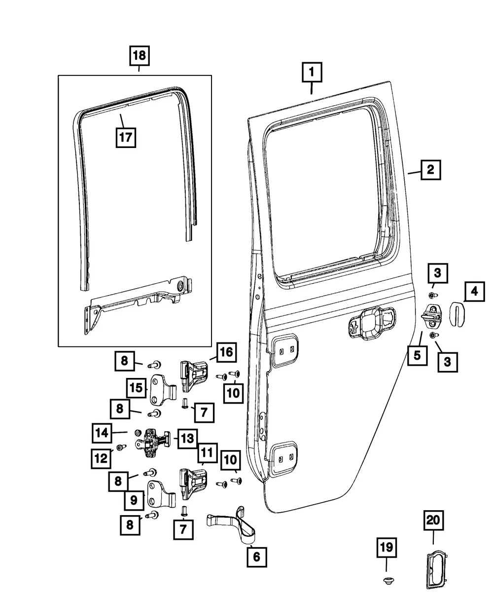 Rear Door Check, Left - Mopar (68672511AC)