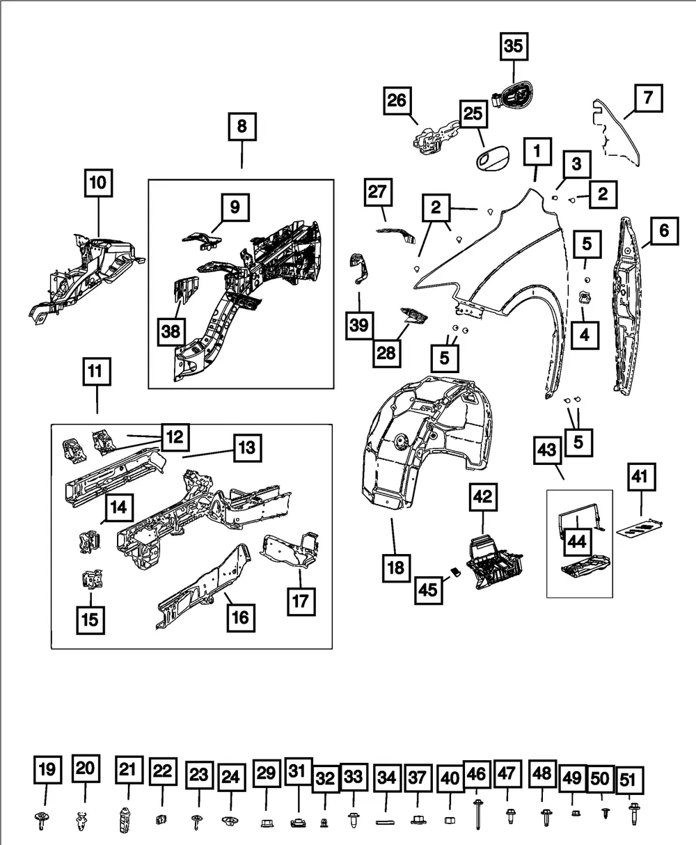 Fender Shim, Right - Mopar (68707563AA)