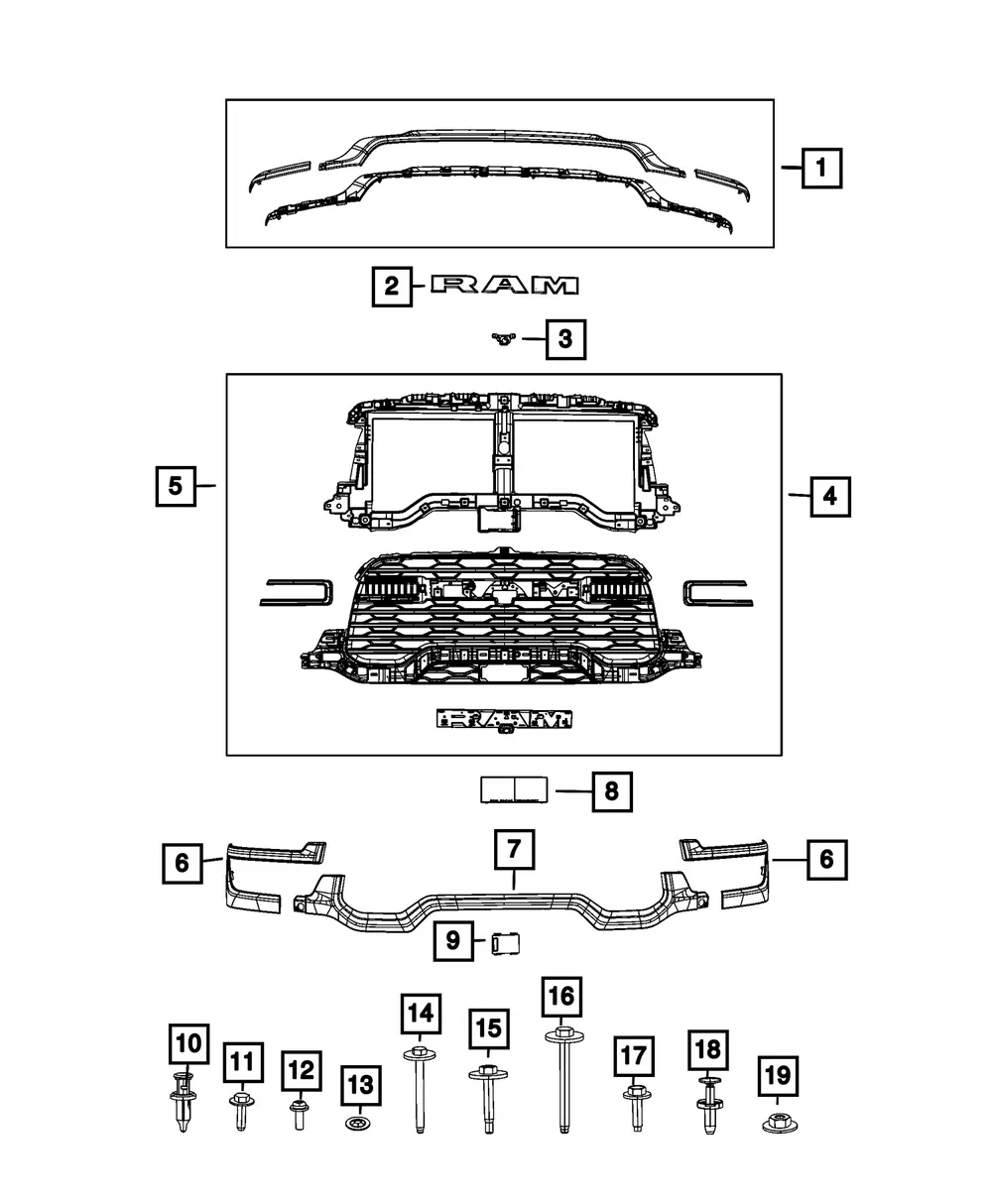 Radiator Grille - Mopar (68719396AB)