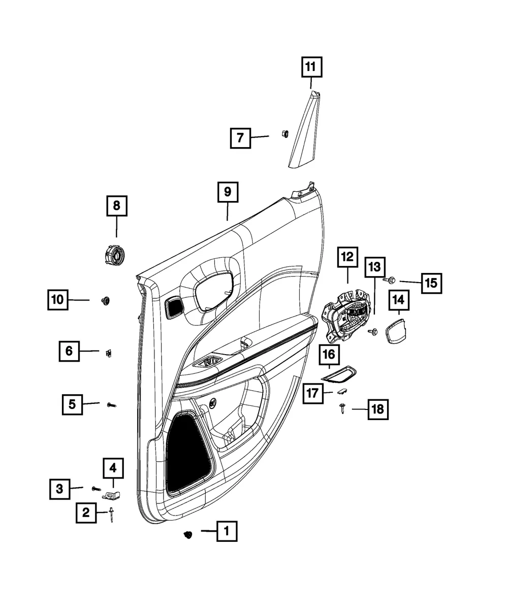 Rear Door Trim Panel, Left - Mopar (6WC232X9AG)
