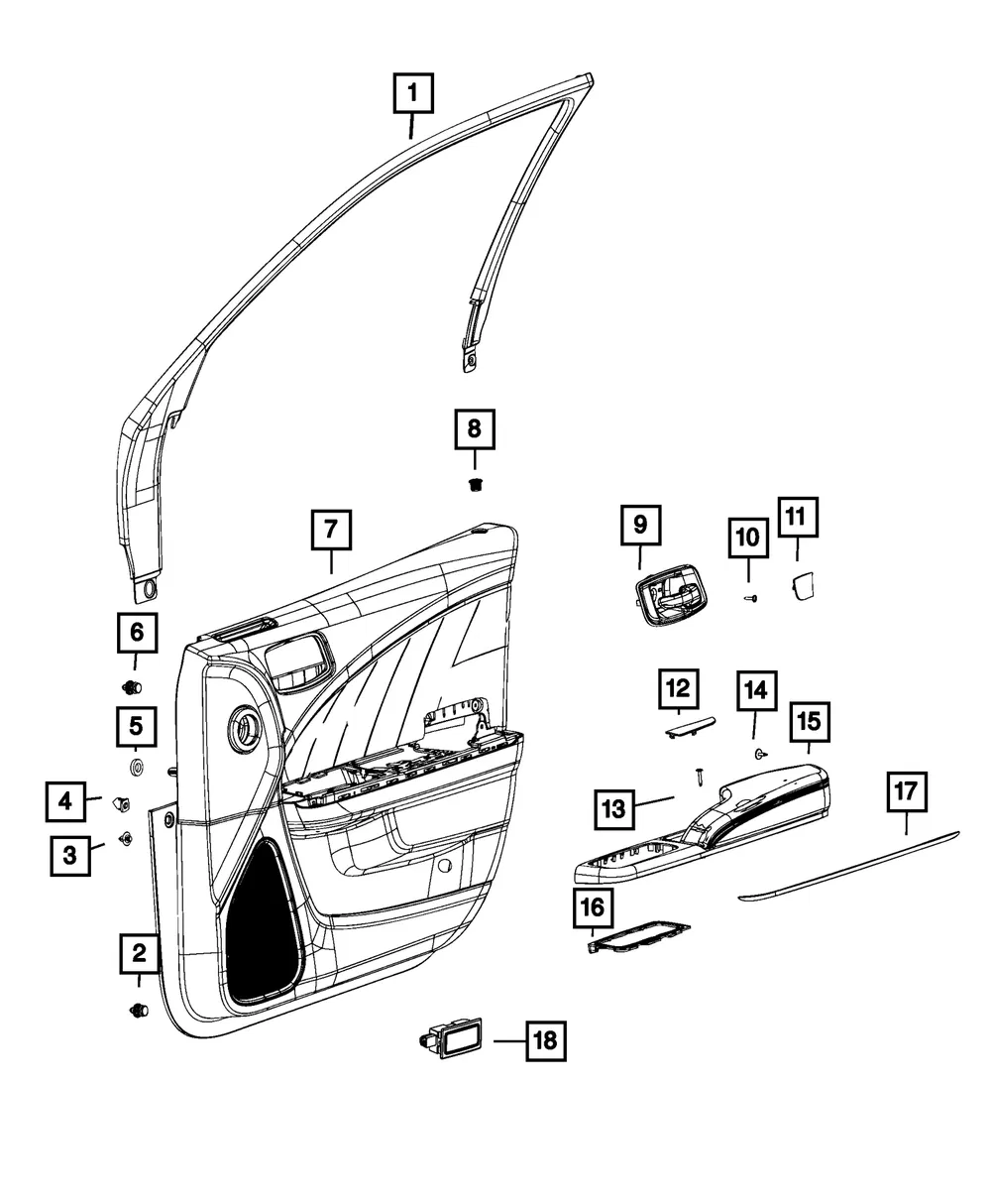 Front Door Trim Panel Assembly, Right - Mopar (6bv361kxae)