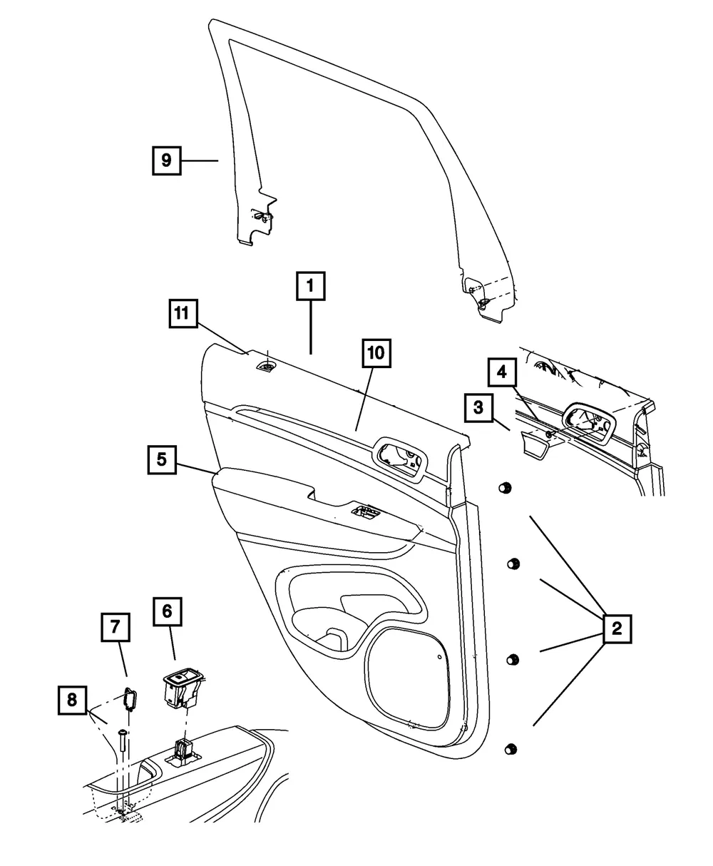Rear Door Trim Armrest, Left - Mopar (6gf63lt5aa)