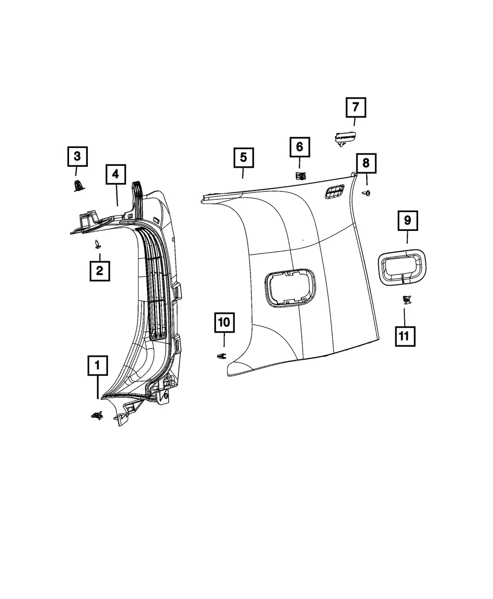 D Pillar Upper Extension, Right - Mopar (6lf52tx7ae)