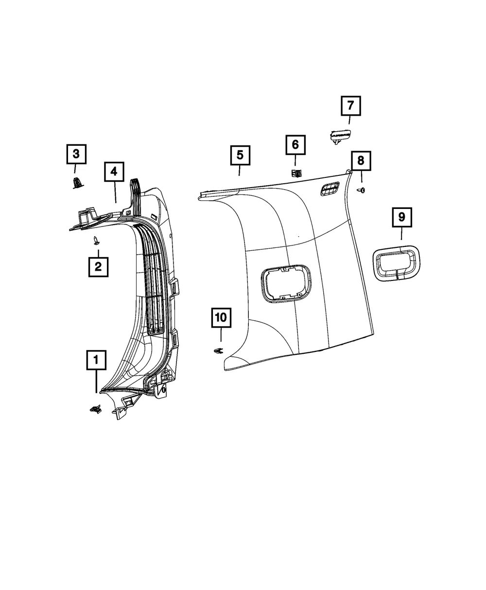 D Pillar Upper Extension, Left - Mopar (6lf53tx7ad)
