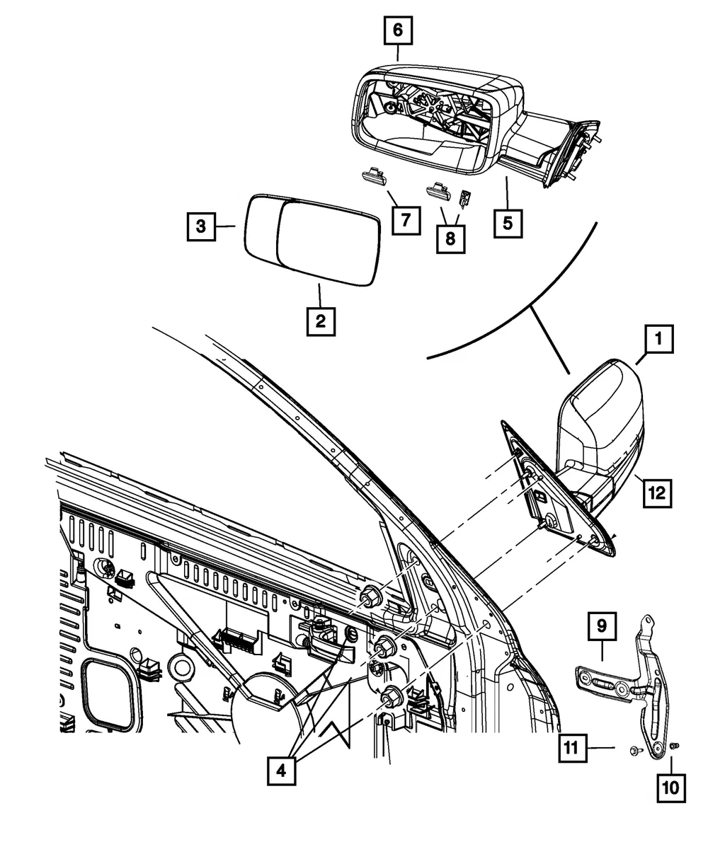 Outside Rear-View Mirror, Right - Mopar (6rg68jscaf)