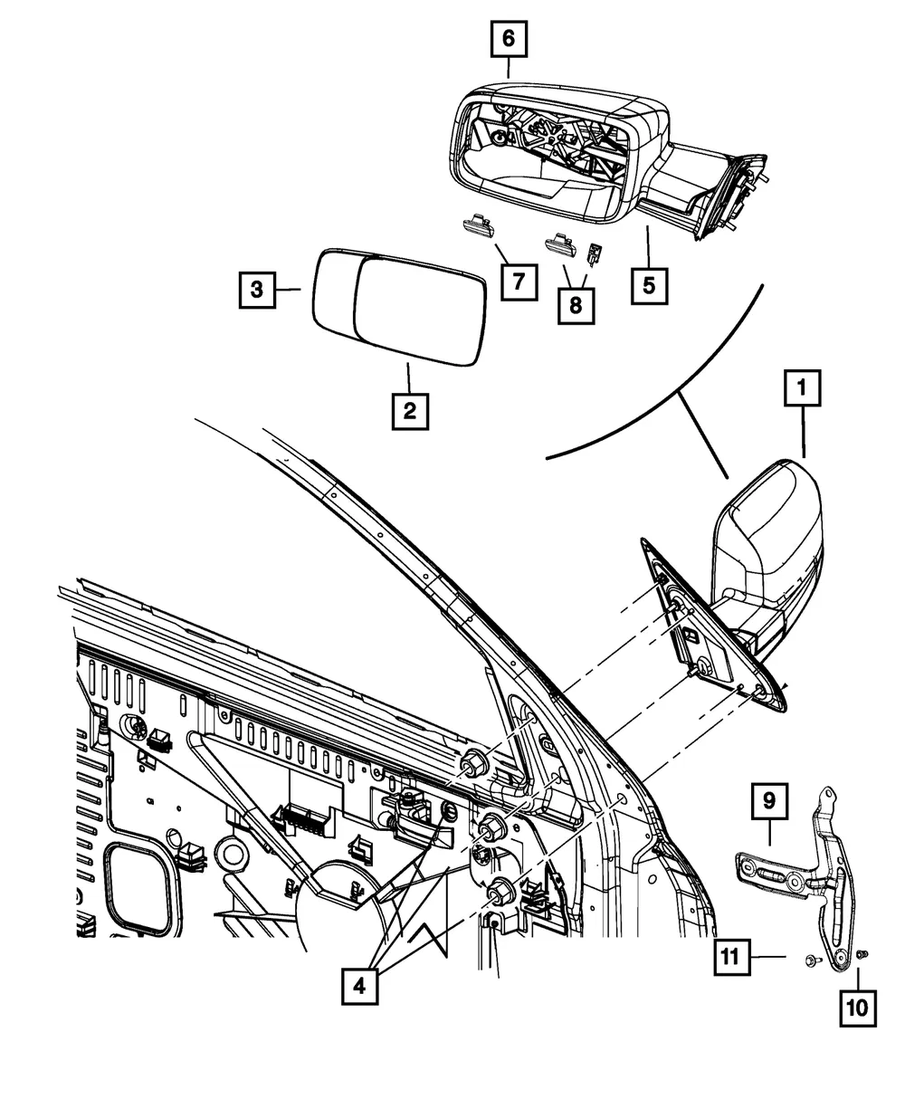 Outside Rear-View Mirror, Left - Mopar (6rg70gw7ad)