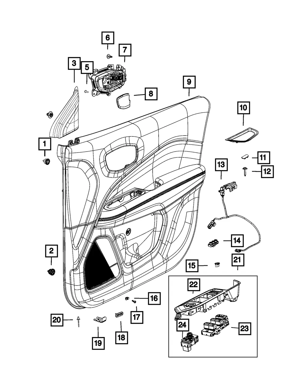 Front Door Trim Panel, Left - Mopar (6wc09dx9ah)