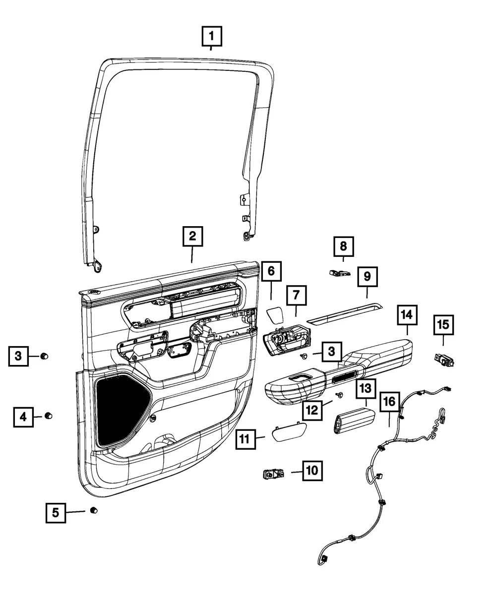 Rear Door Trim Armrest, Right - Mopar (6yz561x7ab)