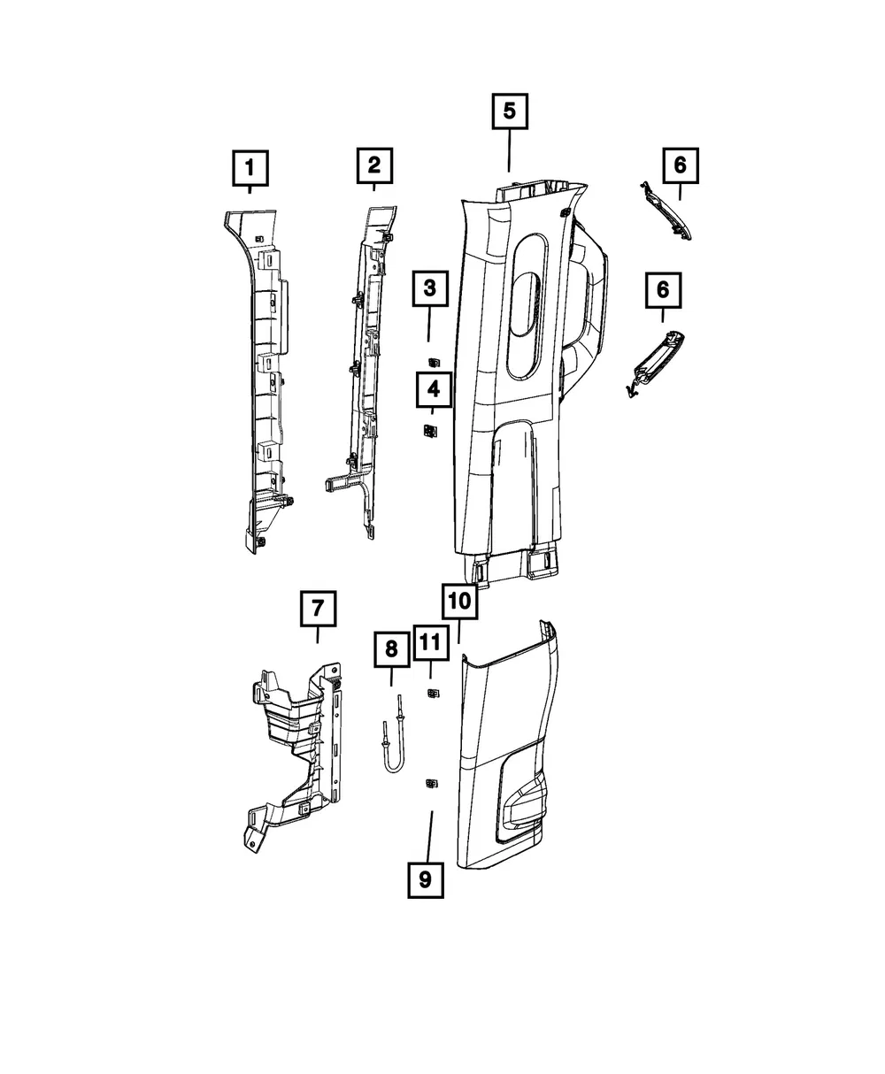 B Pillar Upper Trim Panel, Left - Mopar (7ET23TX7AB)