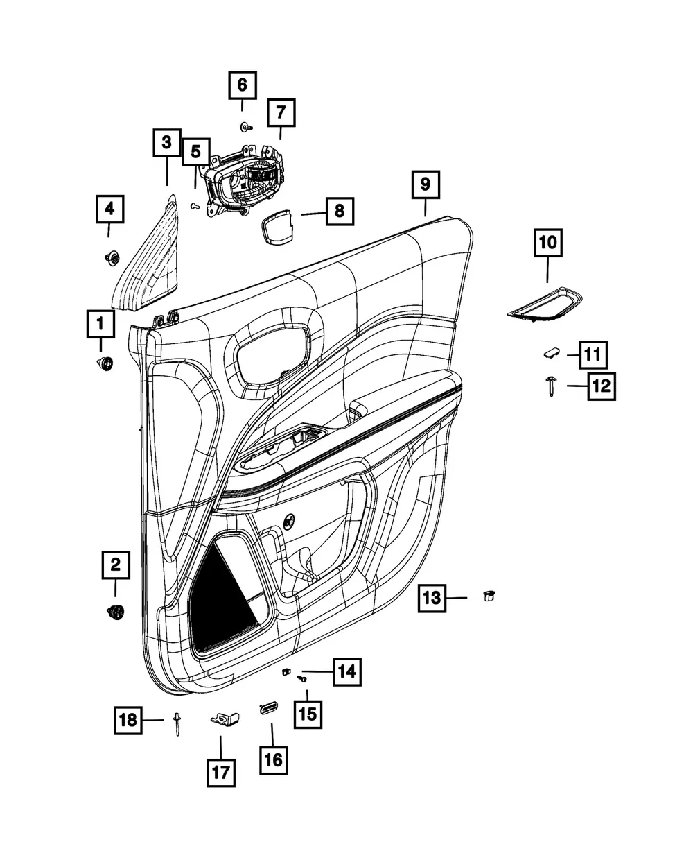 Front Door Trim Panel, Right - Mopar (7KB784X9AC)