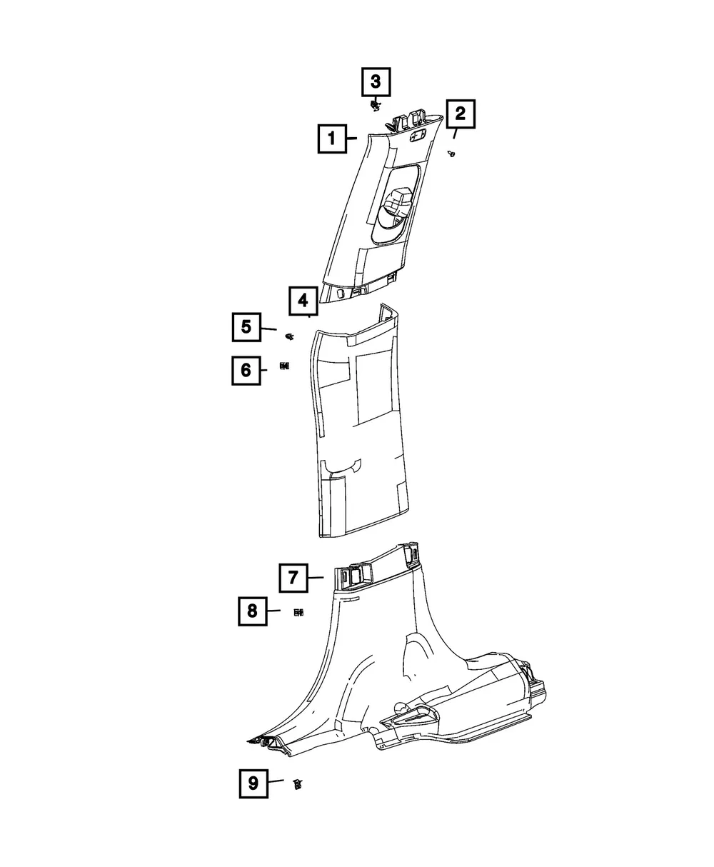 B Pillar Molding, Right - Mopar (7KL14TX7AA) - view 4
