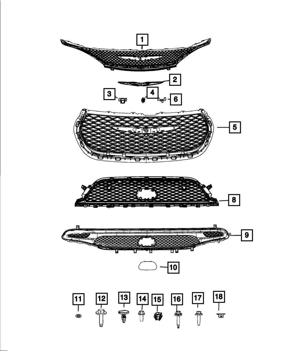 Lower Grille - Mopar (7QE98DX8AA)