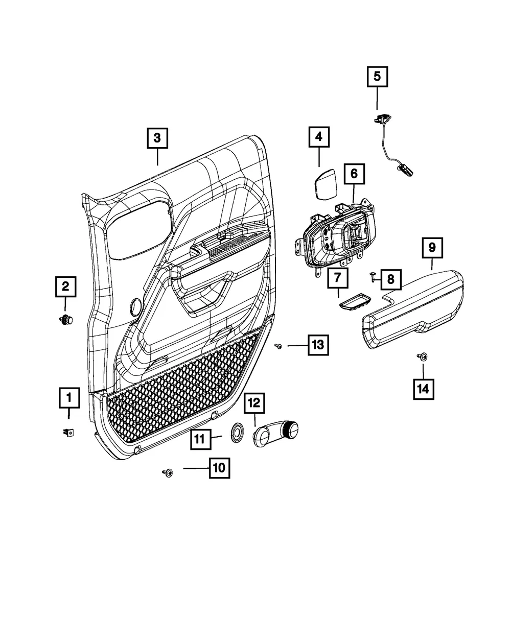 Front Door Trim Panel Assembly, Left - Mopar (7SA91TX7AB)