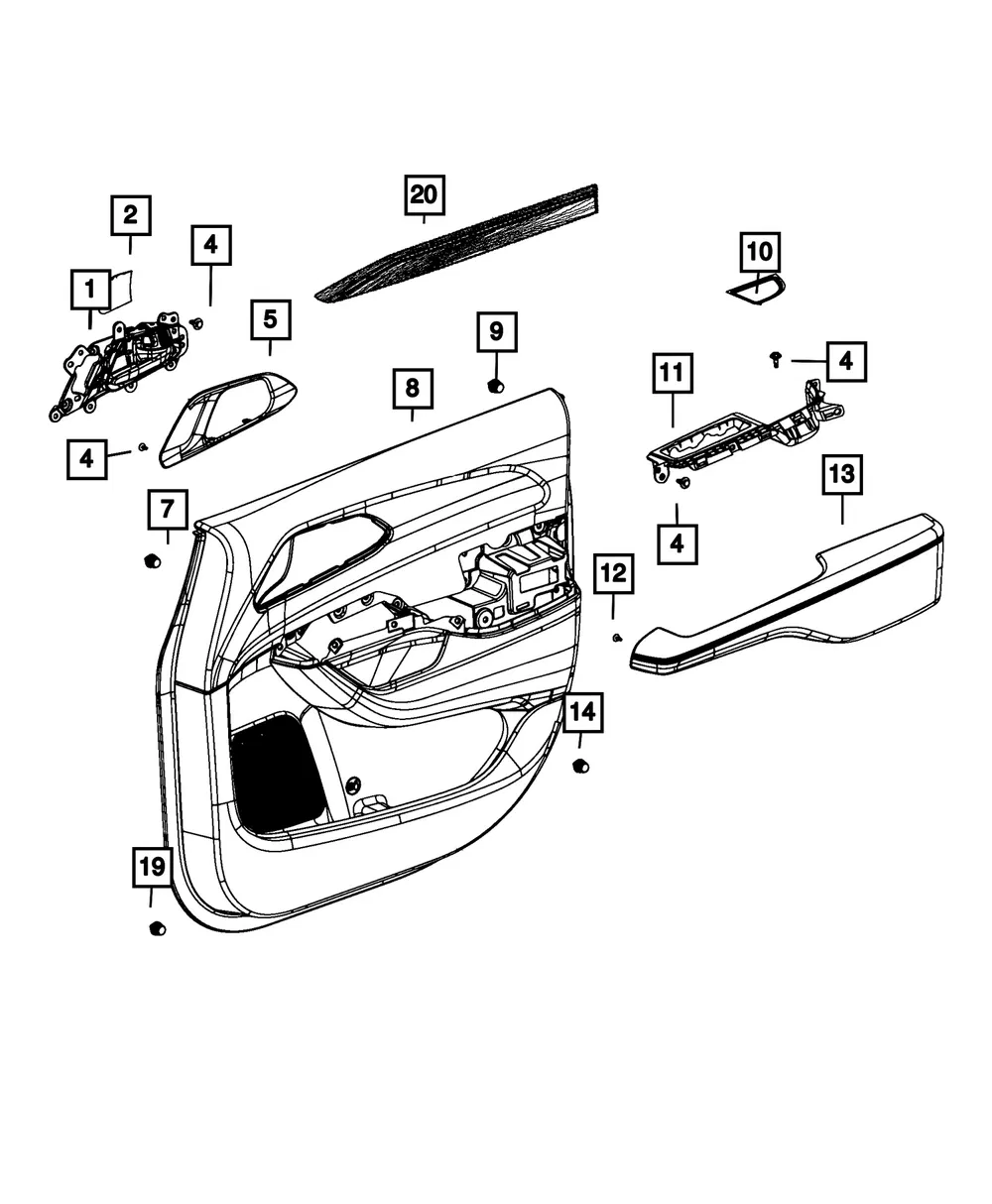 Front Door Trim Panel, Left - Mopar (7TF951A3AA)