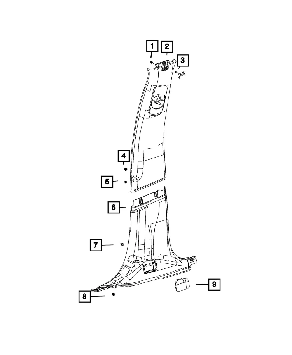 B Pillar Cover, Left - Mopar (7TT11TX7AA)