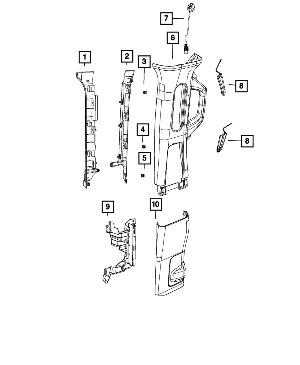 B Pillar Upper Trim Panel, Right - Mopar (7UF44TX7AA) - view 4