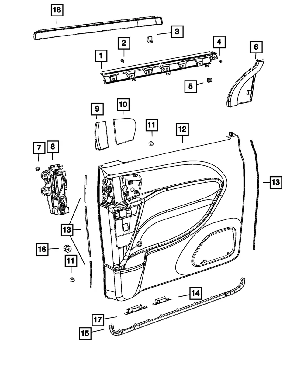 Sliding Door Trim Panel, Left - Mopar (7VE541V5AA)