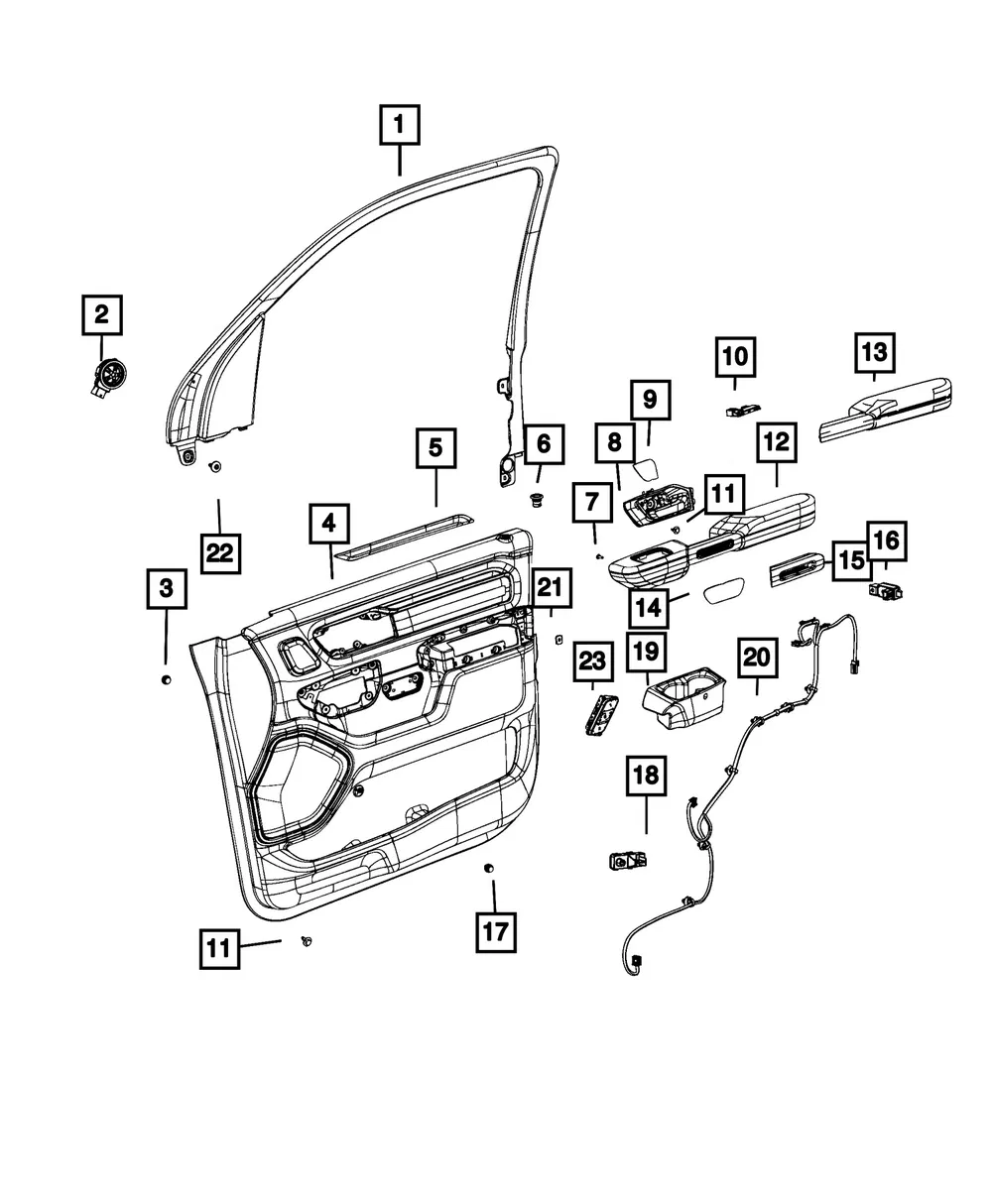 Front Door Trim Panel, Right - Mopar (7ZB44TX7AA) - view 3